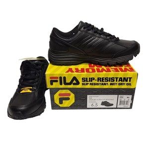 FILA Memory Ultra Women's Work Shoes Black 6.5 Slip Resistant Wet, Dry, Oil